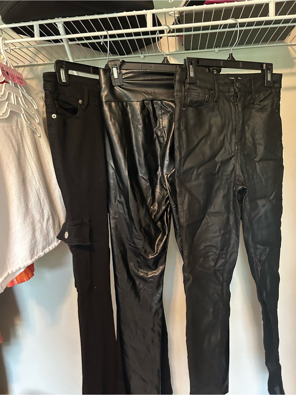Black Faux Leather & Knit Pants Bundle